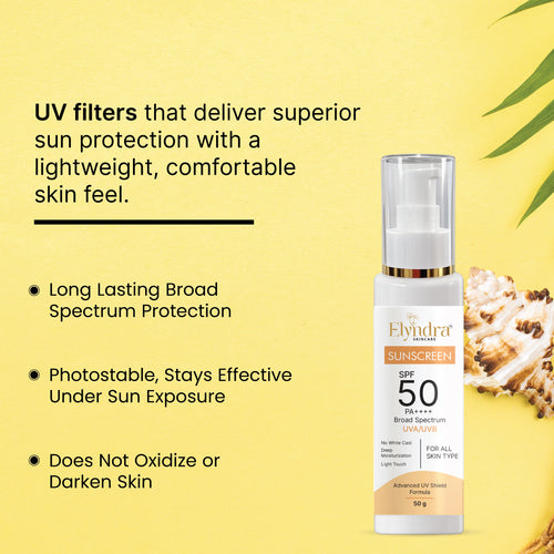 Elyndra SPF 50 PA++++ Sun Cream (50g) – Lightweight & Non-Greasy Protection