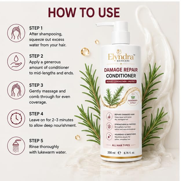 Elyndra Damage Repair Conditioner (200ml) - Smooth, Strong & Healthy Looking Hair