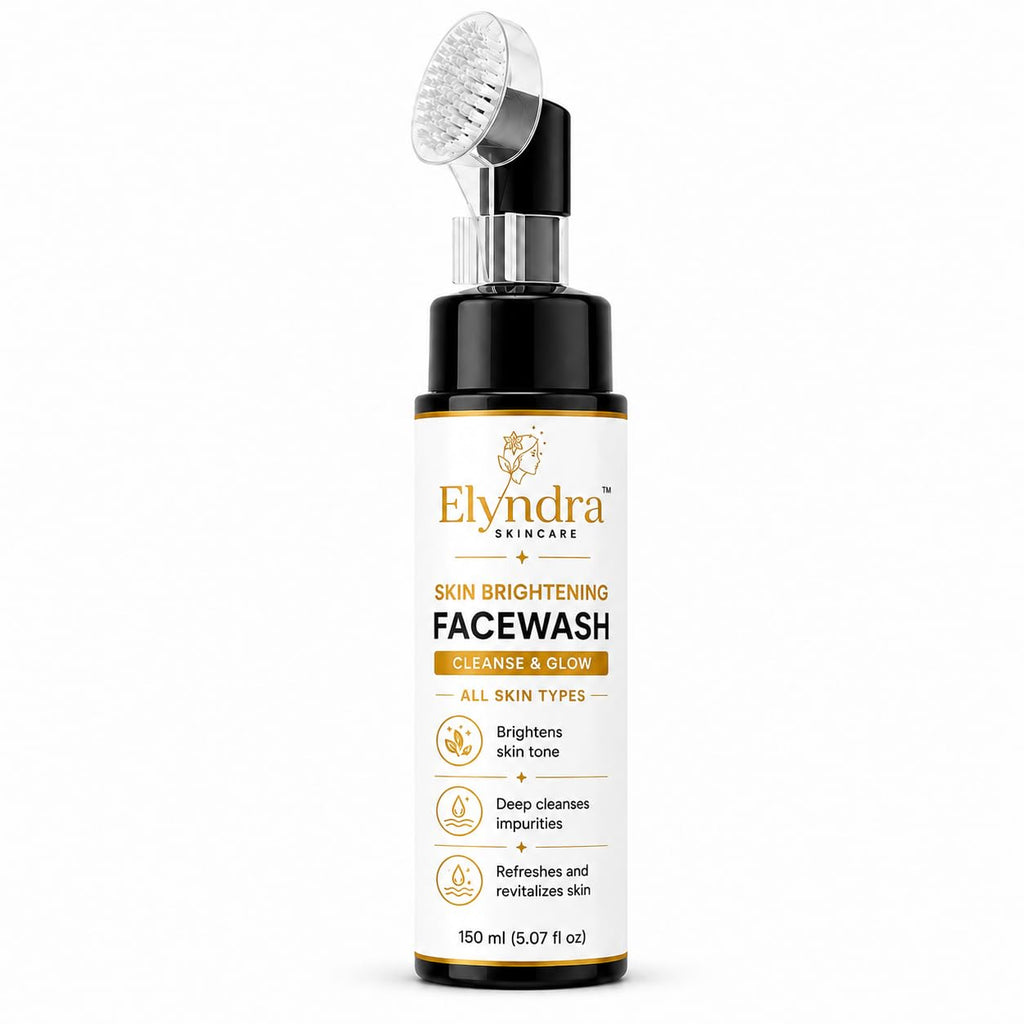 Elyndra Skin Brightening Face Wash with Built-In Soft Brush (150ml) - Deep Cleansing & Radiant Looking Skin