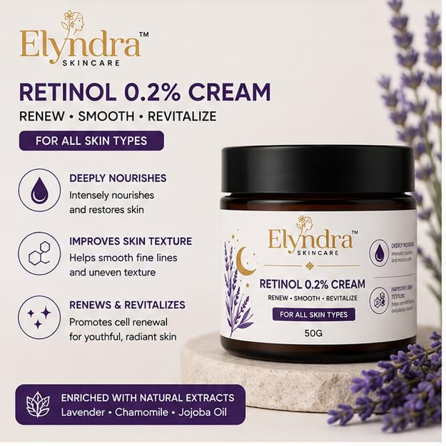 Elyndra Retinol 0.2% Face Cream (50g) - Smooth & Refined Looking Skin