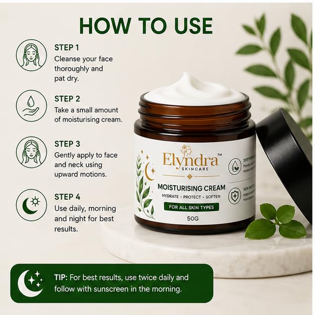 Elyndra Moisturising Face Cream (50g) - Deep Hydration & Skin Comfort