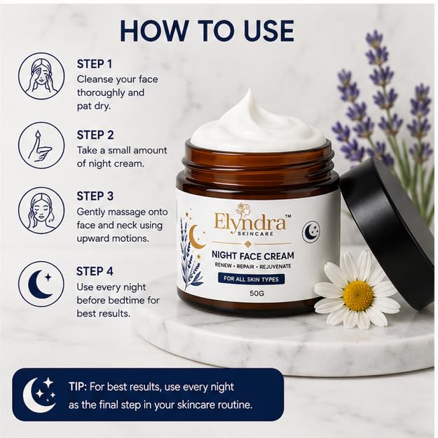 Elyndra Night Face Cream (50g) - Overnight Nourishment & Hydration