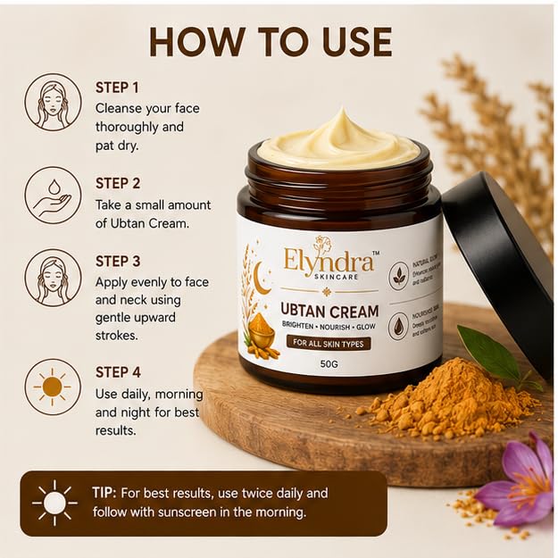 Elyndra Ubtan Face Cream with Traditional Ubtan Inspired Care (50g) - Natural Glow & Nourished Skin