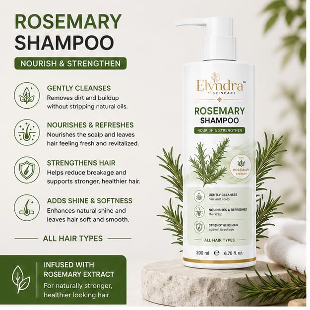 Elyndra Rosemary Shampoo with Rosemary Extract (200ml) - Strengthening & Refreshing