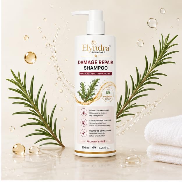 Elyndra Damage Repair Shampoo (200ml) - Nourishing Hair Cleanser for Dry & Damaged Hair
