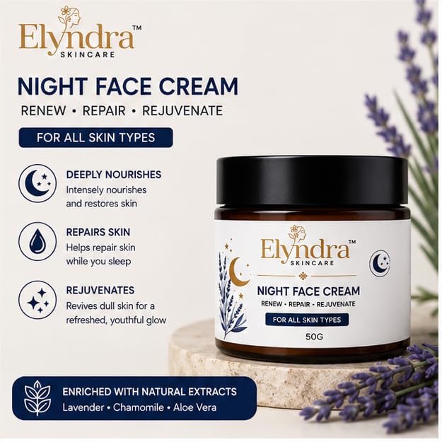 Elyndra Night Face Cream (50g) - Overnight Nourishment & Hydration