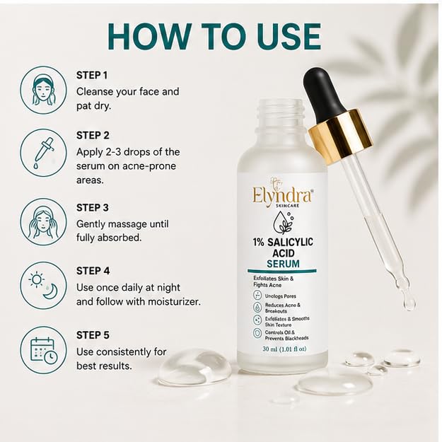 Elyndra 1% Salicylic Acid Face Serum (30ml) - Pore Refining & Oil Control