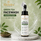 Elyndra Green Tea Face Wash with Built-In Soft Brush (150ml) - Deep Cleansing & Purifying Skin