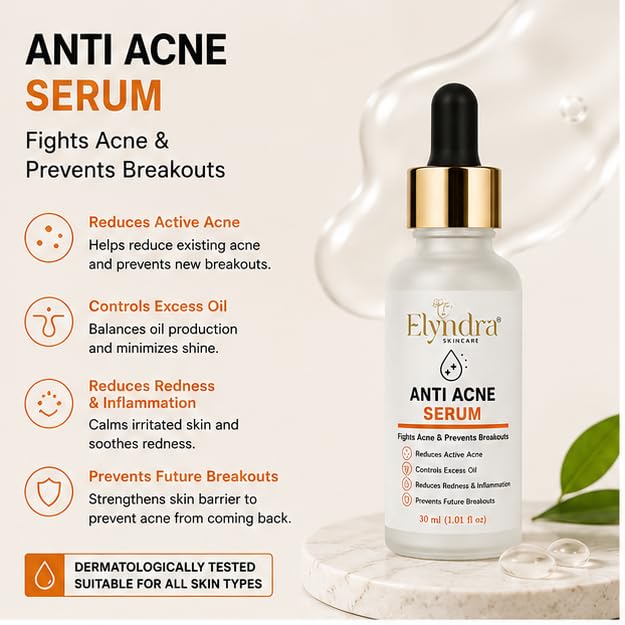 Elyndra Anti Acne Face Serum (30ml) - Oil Control & Clear Looking Skin
