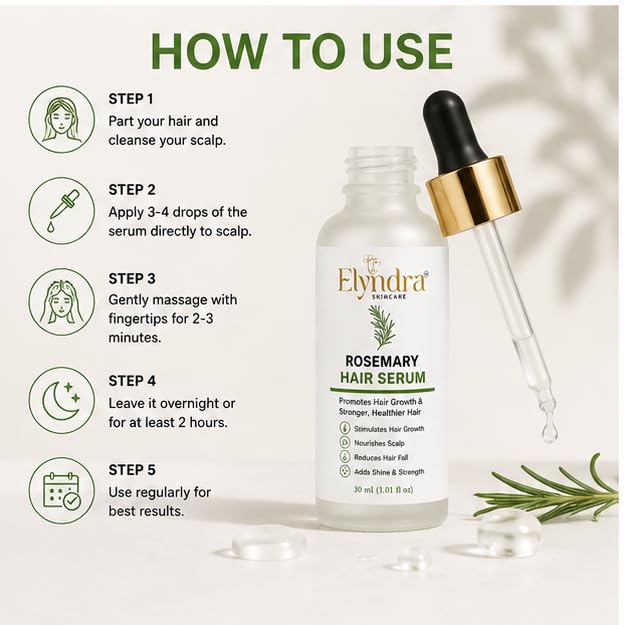 Elyndra Rosemary Hair Serum (30ml) - Stronger & Healthier Looking Hair