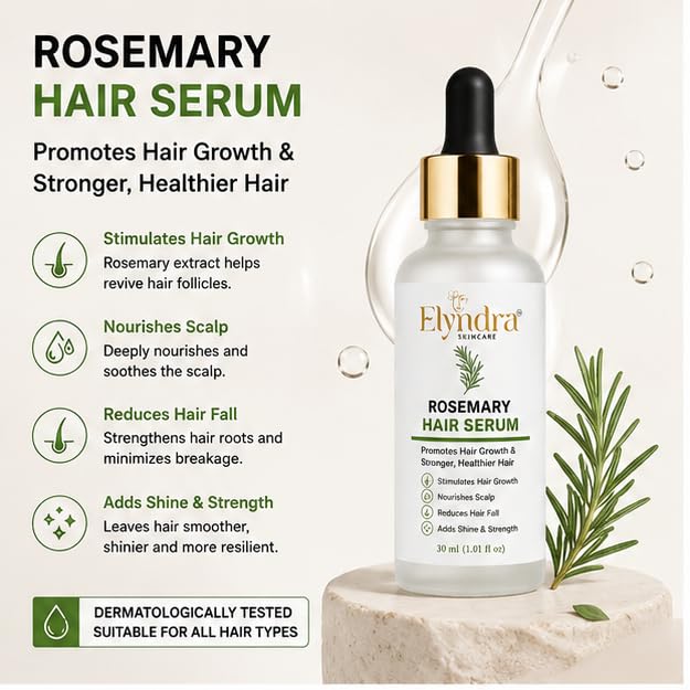 Elyndra Rosemary Hair Serum (30ml) - Stronger & Healthier Looking Hair