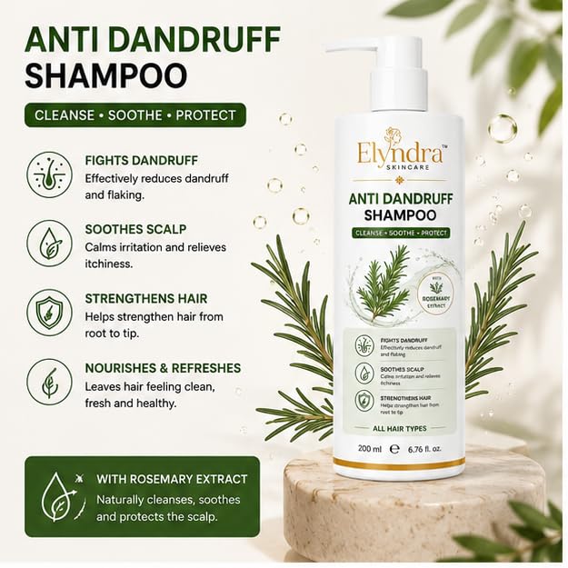 Elyndra Anti Dandruff Shampoo (200ml) - Scalp Cleansing Hair Shampoo & Daily Care Shampoo