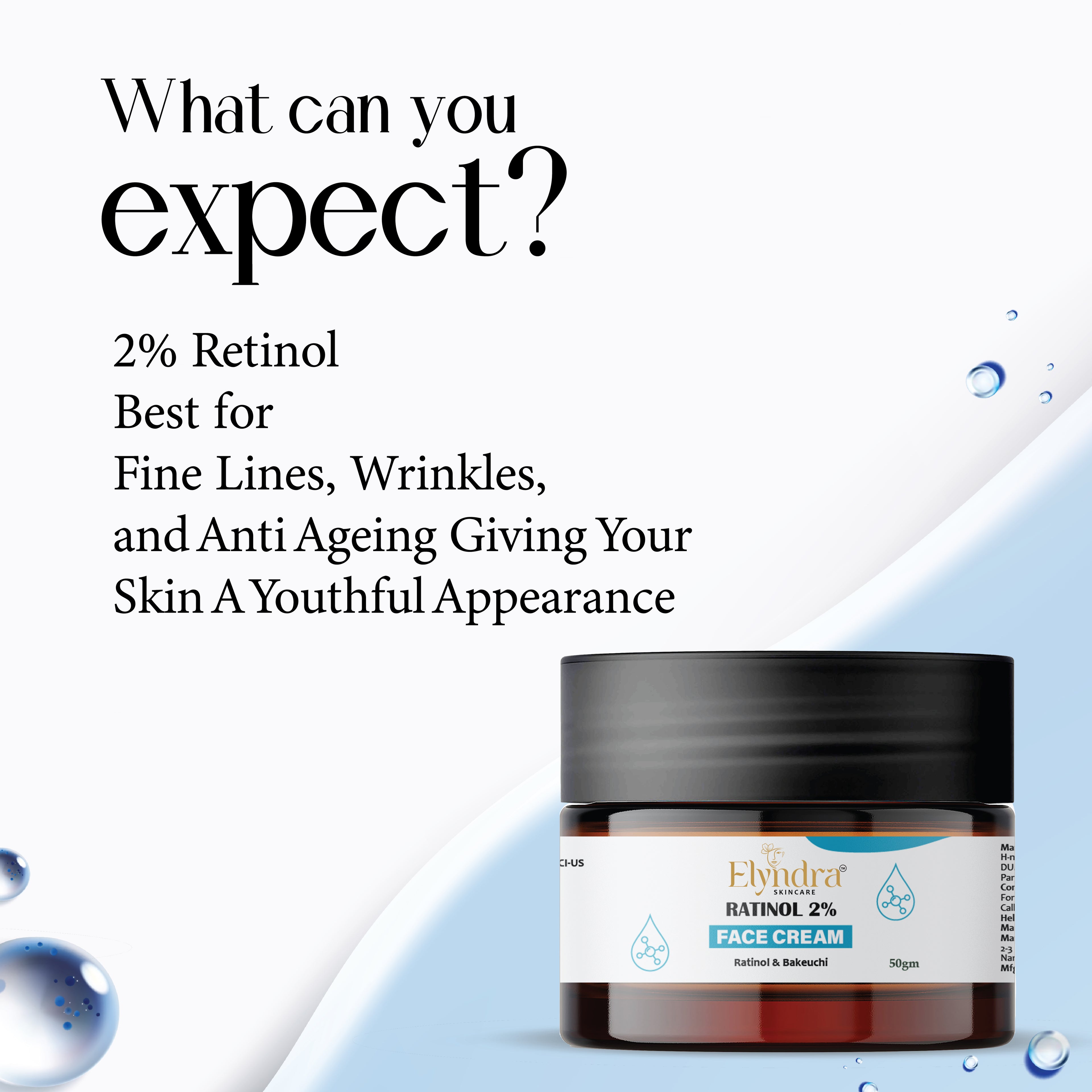 Elyndra Retinol 2 Percent Face Cream Anti Aging Wrinkle Repair Night Cream for Smooth Firm Hydrated Skin Reduces Fine Lines and Improves Skin Texture