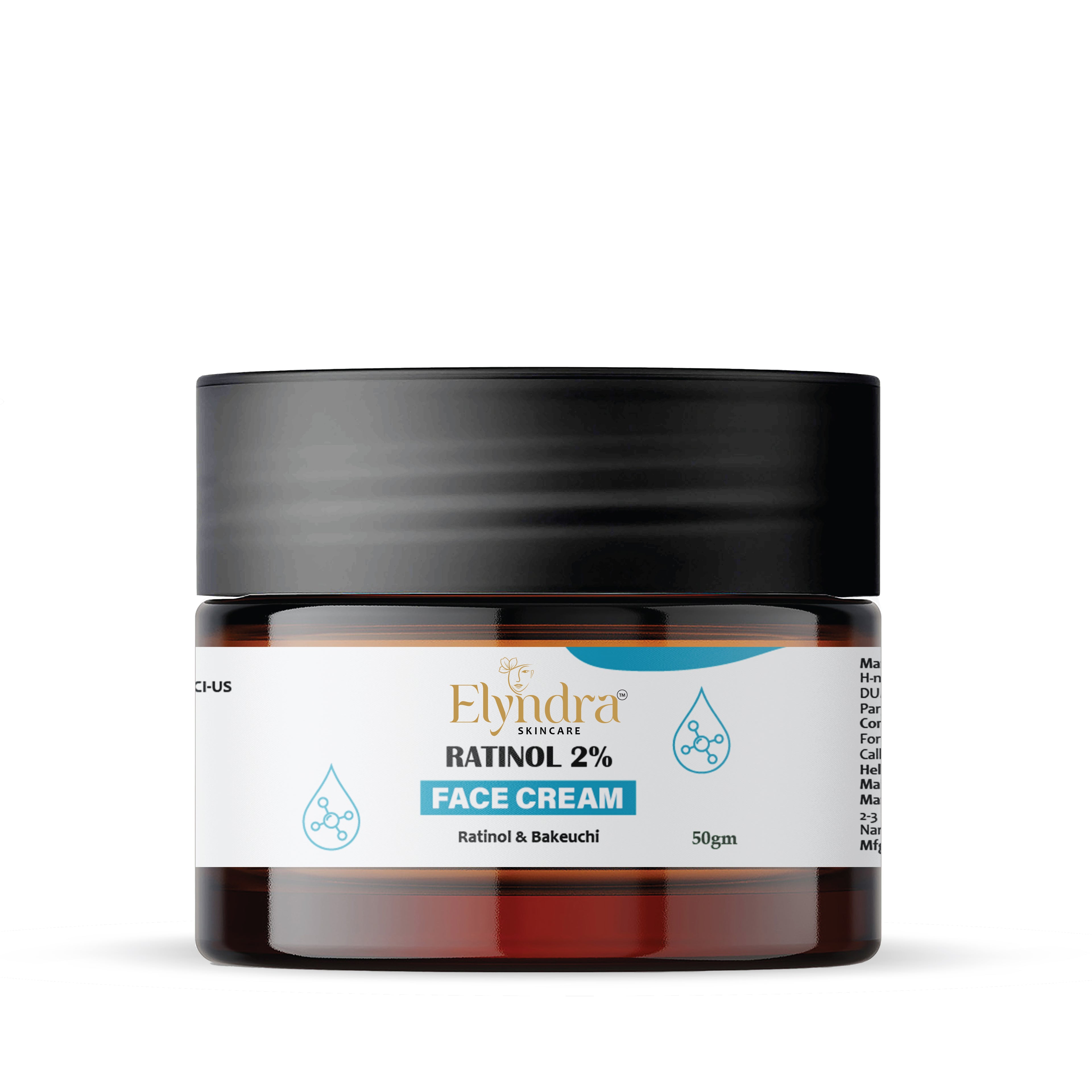 Elyndra Retinol 2 Percent Face Cream Anti Aging Wrinkle Repair Night Cream for Smooth Firm Hydrated Skin Reduces Fine Lines and Improves Skin Texture