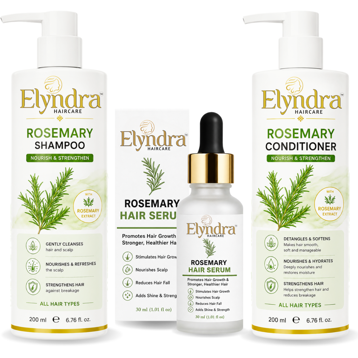 Rosemary Serum + Shampoo + Conditioner Combo Pack