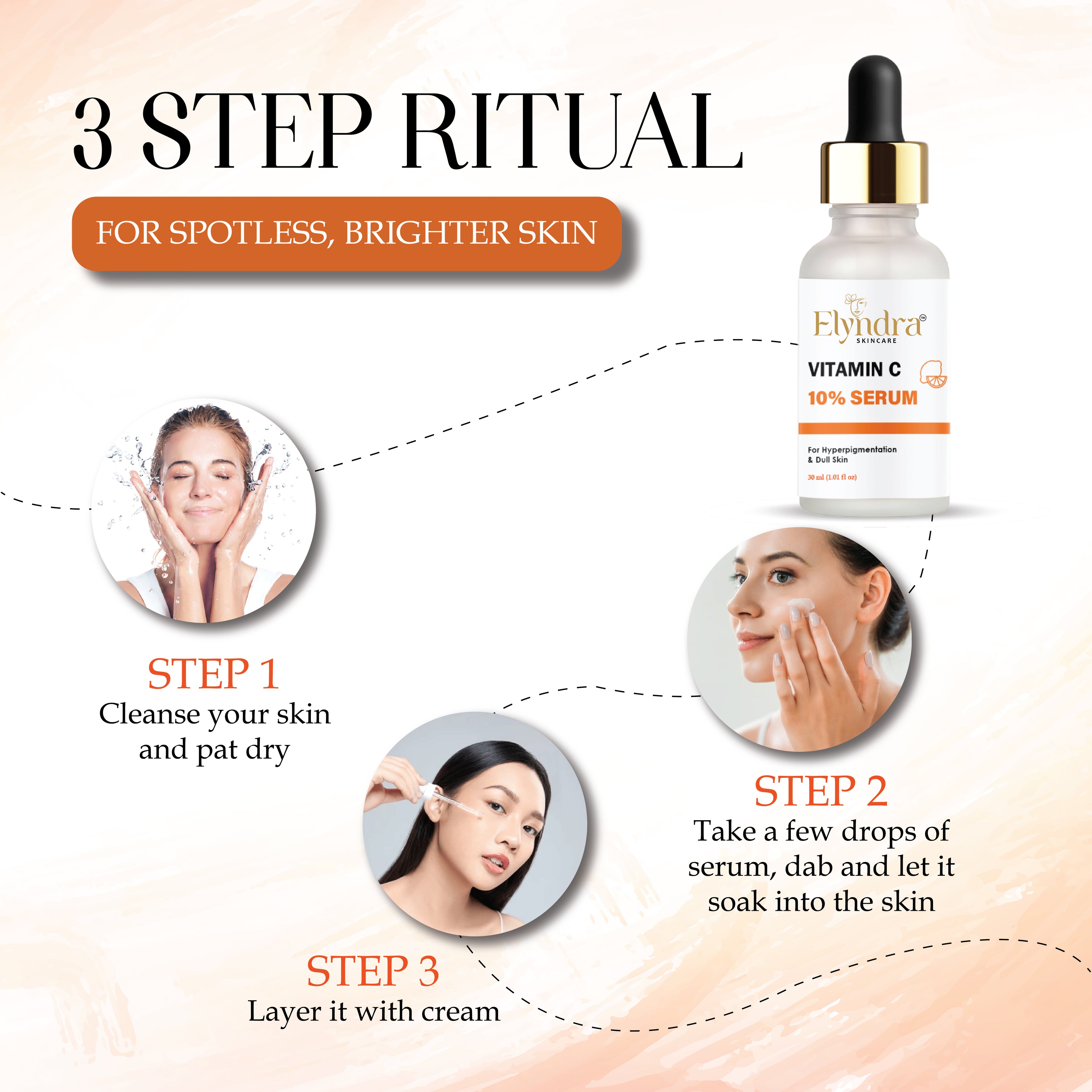 Elyndra Vitamin C Serum for Face Brightening and Anti Aging Serum with Hyaluronic Acid and Antioxidants Hydrating Face Serum for Glowing Smooth Even Skin Suitable for All Skin Types