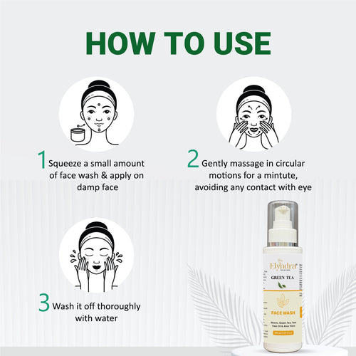 Elyndra Green Tea Cleanser for Face Daily Deep Cleansing Oil Control Gentle Hydrating Face Wash for Oily and Combination Skin for Clear Radiant Skin