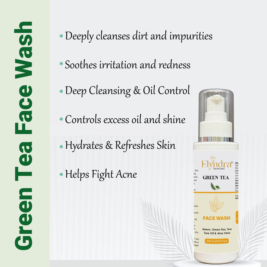 Elyndra Green Tea Face Cleanser – Oil Control & Gentle Hydration