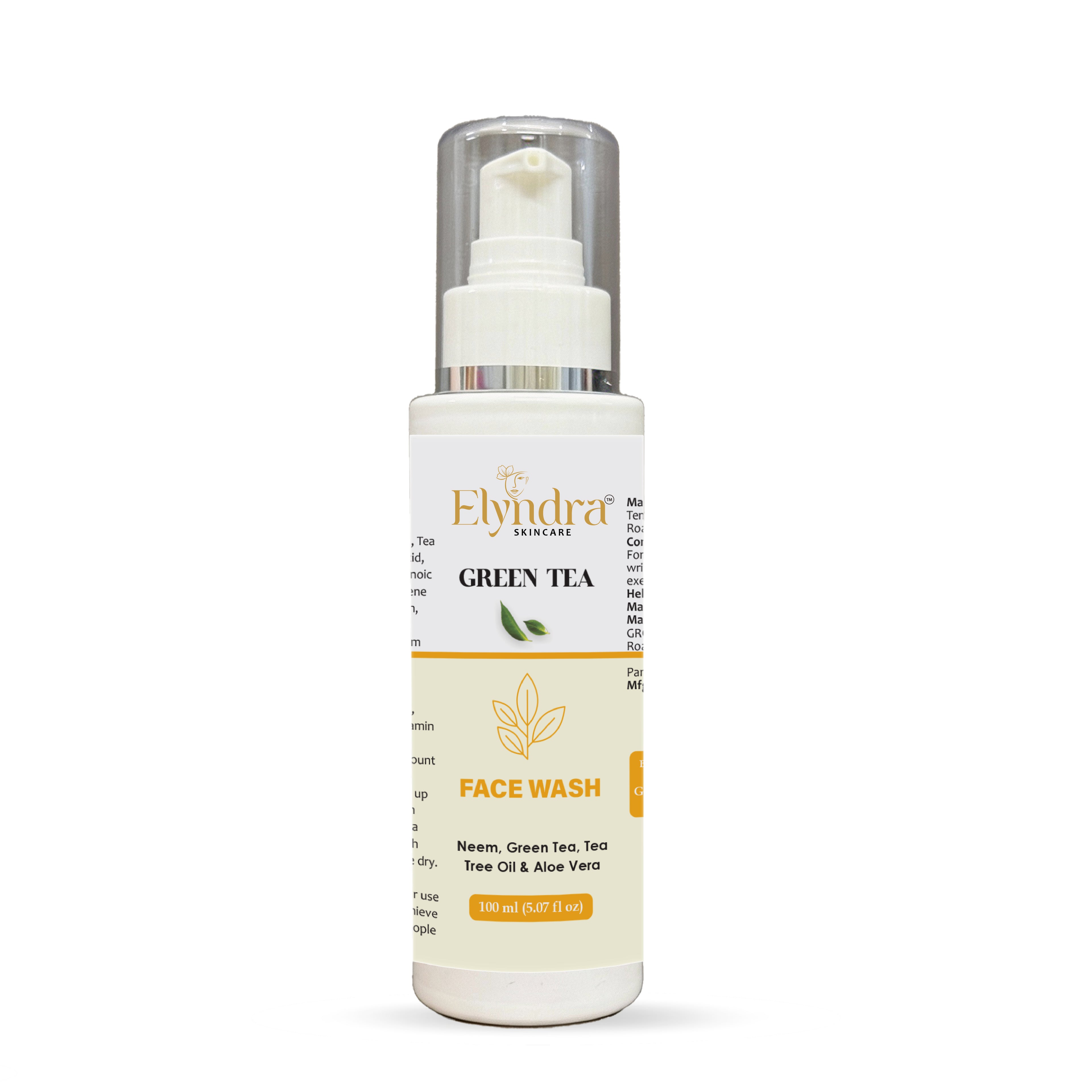 Elyndra Green Tea Cleanser for Face Daily Deep Cleansing Oil Control Gentle Hydrating Face Wash for Oily and Combination Skin for Clear Radiant Skin